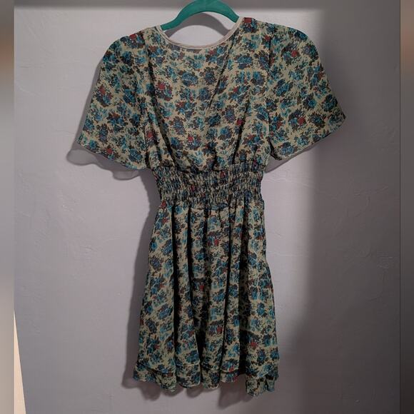 ๐พ Suncoo Blue Tie Front Mini Dress with V-Neck - Picture 2 of 6